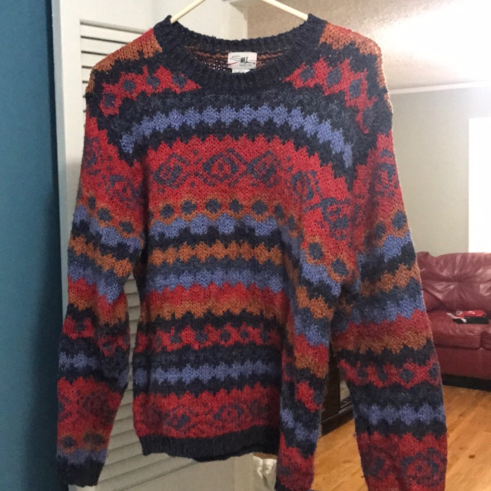 Vintage pattern knit sweater